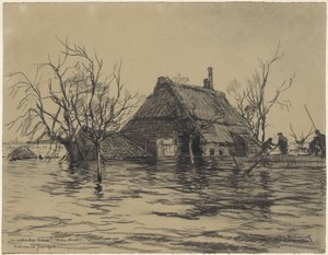 Översvämmad gård i Neder-Asselt (Land van Maas en Waal) av Johan Hendrik van Mastenbroek