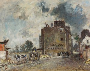 Rivningsarbete på Rue des Franc-Bourgeois St. Marcel av Johan Jongkind