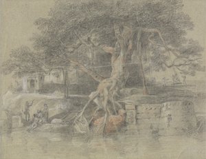 En döende hindu förs till floden Ganges av Johan Joseph Zoffany
