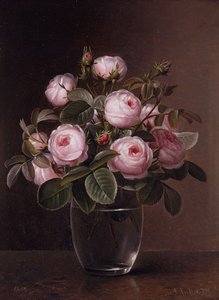 Rosor i en glasvas, 1842