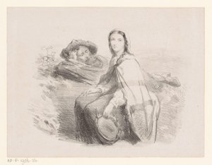 Liggande man och kvinna med tamburin av Johan Michaël Schmidt Crans (attributed to)