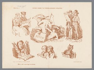 Tecknad serie av olika typer av tidningsläsare, 1870 Vissa läsare av holländska tidningar (titel på objekt)