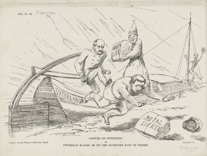 Tecknad film om Bismarck och Tyska förbundet, 1866 Limburg och Österrike eller två sätt att lämna Tyska förbundet (titel på objekt)