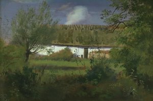 Gårdsbyggnad i solen av Johan Thomas Lundbye