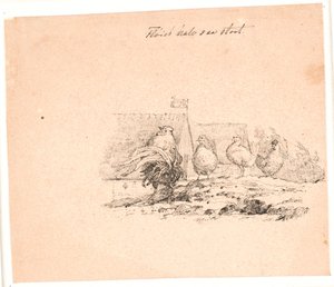 Tuppen. Illustration till Kaalunds "Fabler för barn". Se kommentar från arkkatalog. av Johan Thomas Lundbye