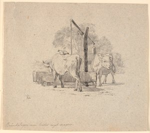 Hönan och kon. Illustration till Kaalunds "Fabler för barn". Se kommentar från arkkatalog. av Johan Thomas Lundbye