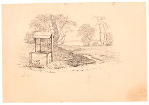 Källan. Illustration till Kaalunds "Fabler för barn". Se kommentar från arkkatalog. av Johan Thomas Lundbye