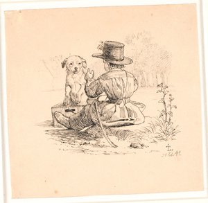 Körningen. Illustration till Kaalunds "Fabler för barn". Se kommentar från arkkatalog. av Johan Thomas Lundbye