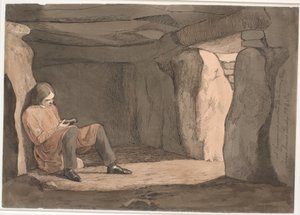 Lorents Frölich sitter i en gånggrav av Johan Thomas Lundbye