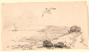 Måsen. Illustration till Kaalunds "Fabler för barn". Se kommentar från arkkatalog. av Johan Thomas Lundbye
