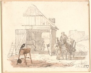 Skadan. Illustration till Kaalunds "Fabler för barn". Se kommentar från arkkatalog. av Johan Thomas Lundbye