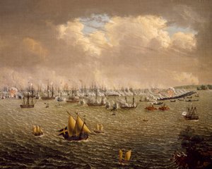 Slaget vid Skargård mellan svenska och ryska flottor på grund av Sveriges herravälde över Finland, 10 juli 1790, av Johan Tietrich Schoultz (1754-1807), rysk-svenska krig