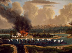 Slaget vid Vransarii mot Ryssland om kontroll över fjordarna vid Kockis Kapell, 16 juni 1790, av Johan Tietrich Schoultz (1754-1807), rysk-svenska krig, Sverige