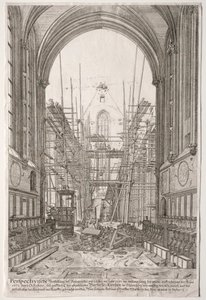 LArt Ancien Zurich: Utsikt i Franciskanernas kyrka, Barfüsser-Kirke, 1681. av Johan Ulrich Krauss