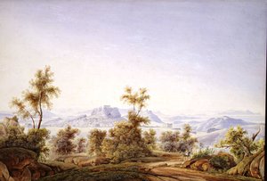 Utsikt över Aten med Parthenon i fjärran av Johan Wolfensberger
