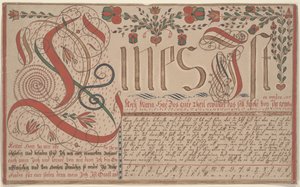 Skrivövning Vorschrift för Esther Hadmänn, Fraktur Måla penna & bläck med wc på papper av Johann Adam Eyer