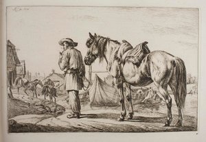 En slovak med sin häst vid en flod av Johann Adam Klein