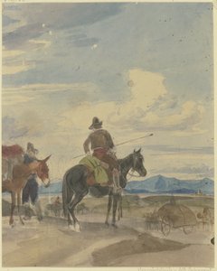 Bonde till häst och mulåsnedrivare från den romerska Campagnan av Johann Adam Klein