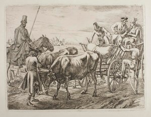 Kosacker stiger in i en vagn av Johann Adam Klein