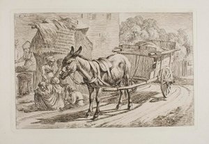 Åsna spänd för en kärra av Johann Adam Klein