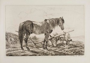 Häst vid en plog av Johann Adam Klein