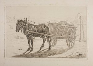 Häst spänd framför en ölvagn av Johann Adam Klein