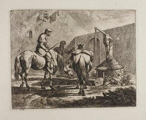 Hästar vid en brunn av Johann Adam Klein