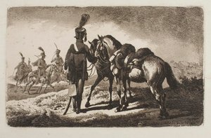 Husar med hästar av Johann Adam Klein
