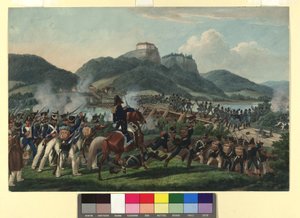 De österrikiska truppernas övergång under baron Hiller vid Hollenburg vid Drau den 19 september 1813 av Johann Adam Klein