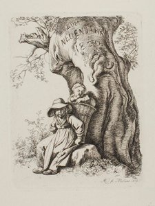 Till nyåret 1820. En bondhustru med ett barn av Johann Adam Klein