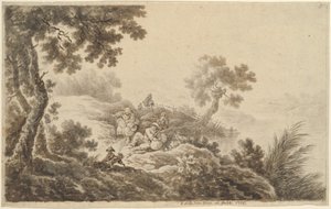 Landskap med resenärer av Johann Albrecht Dietzsch