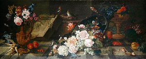 Stilleben med blommor och frukt, ca 1785-87 (olja på duk) av Johann Amandus Winck