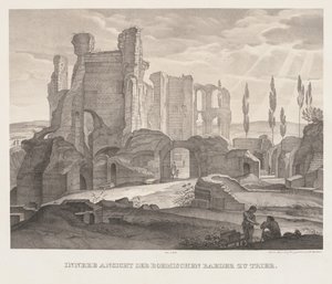 Interiörvy av de romerska baden i Trier, 1826.