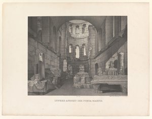 Porta Martis, sedd från insidan Innere Ansicht der Porta Martis (titel på objekt) Utsikt över antikviteter och natur i Triers närhet (serietitel) Malerische Ansichten werkwürdigsten Alterthümer und vorzüglicher Naturanlagen im Moselthale bey