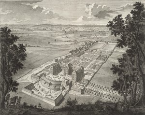 Perspektiv fågelperspektiv av menageriet på Weißenstein slott i Pommersfelden