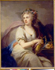 Porträtt av prinsessan Ekaterina Fyodorovna Dolgorukova (Dolgorukova) (1769-1849) i Hebe. Målning av Johann Baptist von Lampi ljumsken (1751-1830), olja på duk. österrikisk konst