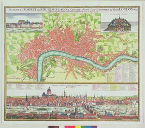Flygkarta över London och utsikt över Themsen från South Bank, med St. Paul