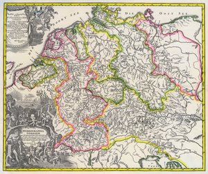 Hydrografisk karta över Tyskland, cirka 1720 (gravyr)