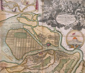 Karta över Petersburg Sankt Petersburgs huvudplan, ca. 1718-1719