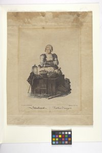 Schneckenweib Or Vendeuse Des Escargots (Snigelförsäljare) (handfärgad etsning) av Johann Christian (after) Brand