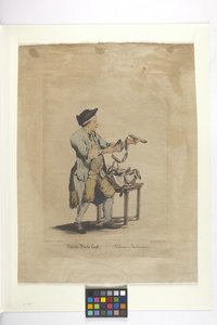 Wälsche Würste Kauft - Salami Italiani (handfärgad etsning) av Johann Christian (after) Brand