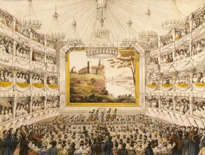 Österrike, Wien, inredning av Theater an der Wien (Wien teater), akvarelltryck av J.C. Schoeller av Johann Christian (after) Schoeller