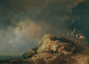 Kustlandskap med flockdjur av Johann Christian Brand