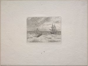 Rough Seas med en Two-master och segelbåt av Johan Christian Dahl