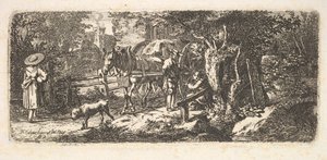 Allmosor ges av en vagnförare, 1814.
