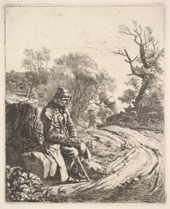 En gammal man som sitter vid vägkanten, 1818.