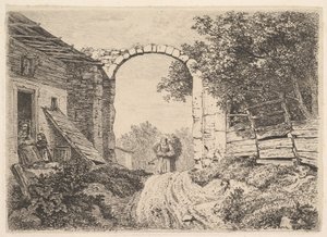 Flicka med en last hö, utanför Thorbogen, 1817. av Johann Christian Erhard