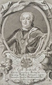 Porträtt av hertig Karl Fredrik av Holstein-Gottorp 1700-1739, mitten av 1700-talet. av Johann Christian Leopold
