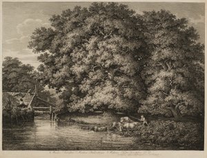 En bonde som kör sin boskap i vattnet av Johann Christian Reinhart