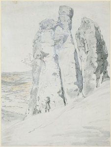 Klippformationen "Munk och nunna" nära Eisenach i Thüringen av Johann Christian Reinhart
